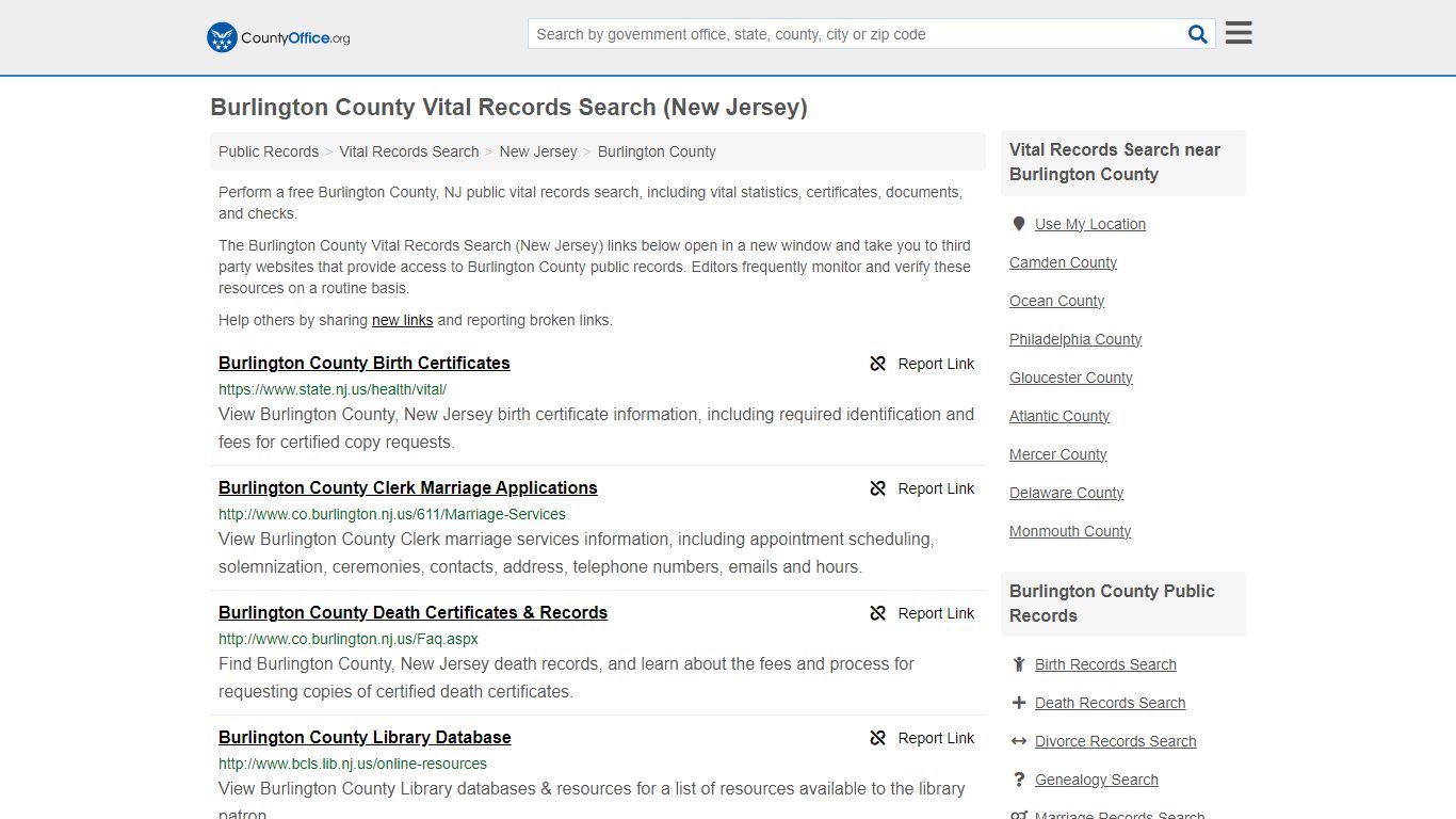 Burlington County Vital Records Search (New Jersey) - County Office